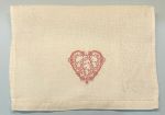 Light Ivory Linen Damask Towel with Fine Linens Heart Embroidery