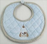 Baby Boy's "Waggles" Bib -- Blue and Brown