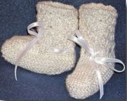 Hand Knit 100% Silk Off-white Baby Booties